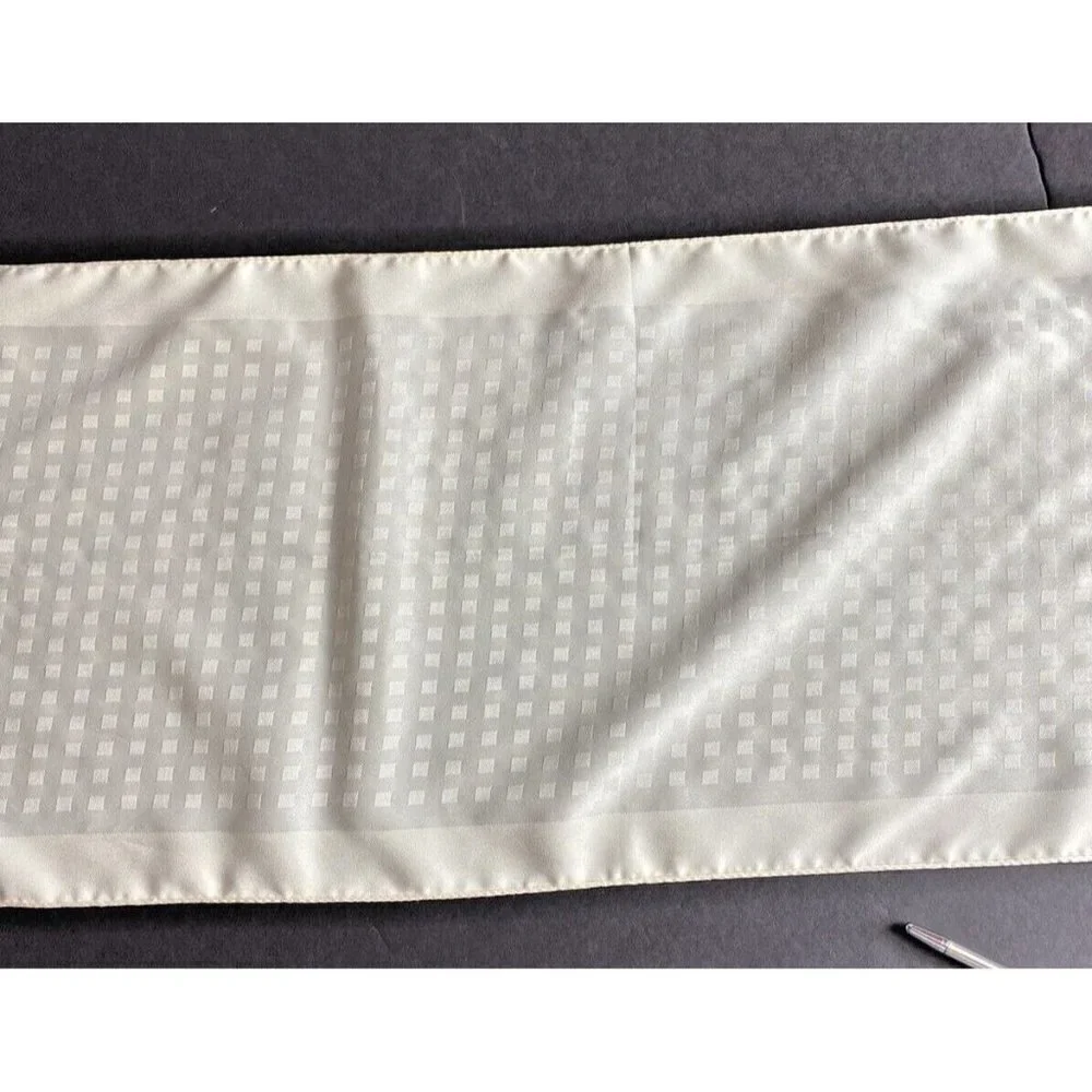 Women’s Scarf Cream Geometric Border Long Rectangle Lightweight Casual Vintage - Picture 13 of 16